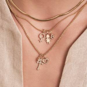 Pulsera de Moda con Dijes de Diamantes Venus, Delicada, de Oro de 14K, con Diamantes Cultivados en Laboratorio, Colgante de Cruz con Inicial de Diamante, Cadena Ajustable - Product Image 2