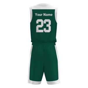 Conjunto de Uniforme de Baloncesto Verde Personalizado, Cuello en V, Sin Mangas, Poliéster que Absorbe la Humedad, Unisex para Adultos, Todas las Temporadas - Product Image 2
