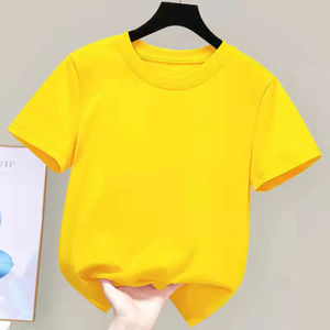 Camiseta de 180 g/m², 100 % algodón, para niños y niñas, nueva camiseta de verano 2024, camiseta de manga corta para mujer, estilo lindo, color blanco sólido. - Product Image 5