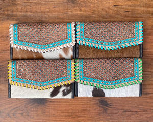 Nouvel arrivage Portefeuille à sculpter usiné à la main Étui de téléphone Pochette Portefeuille élégant pour femmes Portefeuilles en cuir de fourrure de léopard de l'Ouest multi-usages - Product Image 4