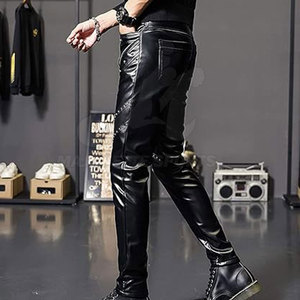Pantalon en cuir véritable sur mesure pour homme, prix de gros, avec logo personnalisé, design unique - Product Image 3