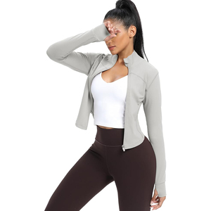 Veste de sport de yoga à manches longues en spandex/polyester respirant et écologique de haute qualité pour femmes - Product Image 4