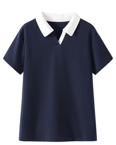 Summer Polo Collar Knee Button Pajama Set Breathable Loose-Fitting Casual Sporty Short Sleeve Shorts Two-Piece Women Solid Color - Product Image 2