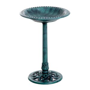 Vasca per Uccelli Regolabile da Esterno in Resina Anticata da 28 Pollici con Fiore di Lis, Decorazione Ornamentale per Giardini, per Fringuelli, Cardinali, Picchi e altri uccelli - Product Image 1