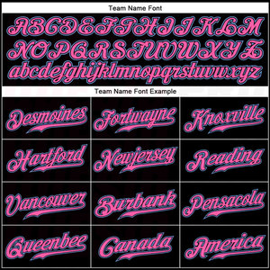 Camiseta de Béisbol Auténtica Personalizada con Rayas Blancas y Negras y Detalles en Rosa y Azul Claro, Sublimación Personalizada - Product Image 5