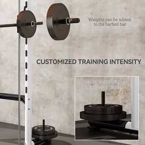 <b>Adjustable</b> White Half Rack Multi-Function Home Gym System with Squat Rack Pull-Up Bar <b>Barbell</b> Bar for Weight Lifting Bench Press - Product Image 5