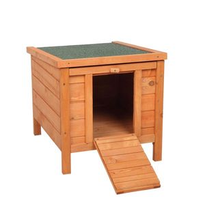 Casa para conejos de madera impermeable de 20 pulgadas, hábitat para animales pequeños en color madera natural para conejos y criaturas. - Product Image 1