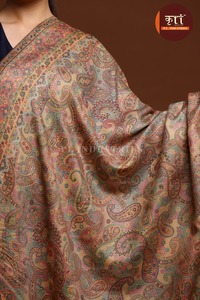 <b>Brown</b> Paisley <b>Wool</b> Shawl Scarf Floral Pattern Long Wrap Breathable Soft Lightweight Windproof Anti-Bacterial Quick Dry Winter - Product Image 4