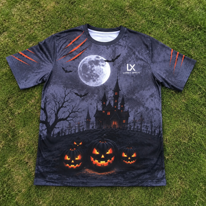 เสื้อยืดปาร์ตี้ฮาโลวีนขายส่งสำหรับผู้ชาย ลายพิมพ์ 3 มิติ ฟักทอง ปราสาทผี ค้างคาว สีดำ สีเทา แขนสั้น สไตล์ลำลอง สตรีทแวร์ ลายกราฟิก - Product Image 6
