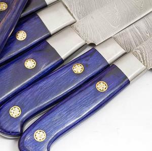 Damascus Steel 7-Piece Chef <b>Knife</b> <b>Set</b> with Wood Handles 67-Layer Carbon Steel Blades Serrated Edge Ambidextrous Design <b>Sharp</b> - Product Image 2