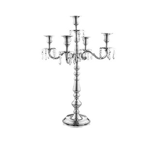 <b>Tall</b> 5 Arm Silver Candelabra <b>Candle</b> Holder Elegant Metal Wedding Event Centrepiece Banquet Floor Tabletop Decoration - Product Image 2