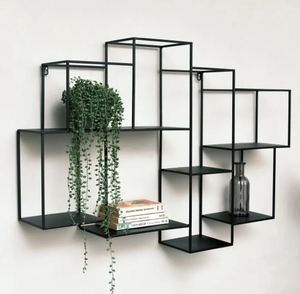Contemporary Wood and Metal Wall <b>Shelf</b> With Black Powder Coating Finishes High Quality With Three Tiers For Storage at Wholesale - Product Image 6