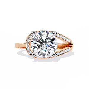 Bague en or massif 14k, 18k avec diamant de laboratoire pavé en forme de cathédrale, fabriquée sur mesure en or rose, or jaune, or blanc - Product Image 6