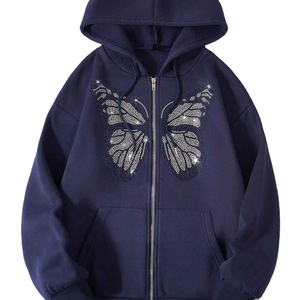Sweat-shirts à capuche surdimensionnés pour hommes avec strass, 100 % coton, streetwear, respirants, écologiques, vente en gros, design de créateur, tissu confortable, qualité supérieure - Product Image 1