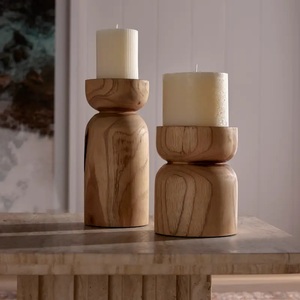 Modern Rustic Wooden <b>Candle</b> Holder Decorative Solid Wood <b>Candle</b> Stand <b>Set</b> - Product Image 2