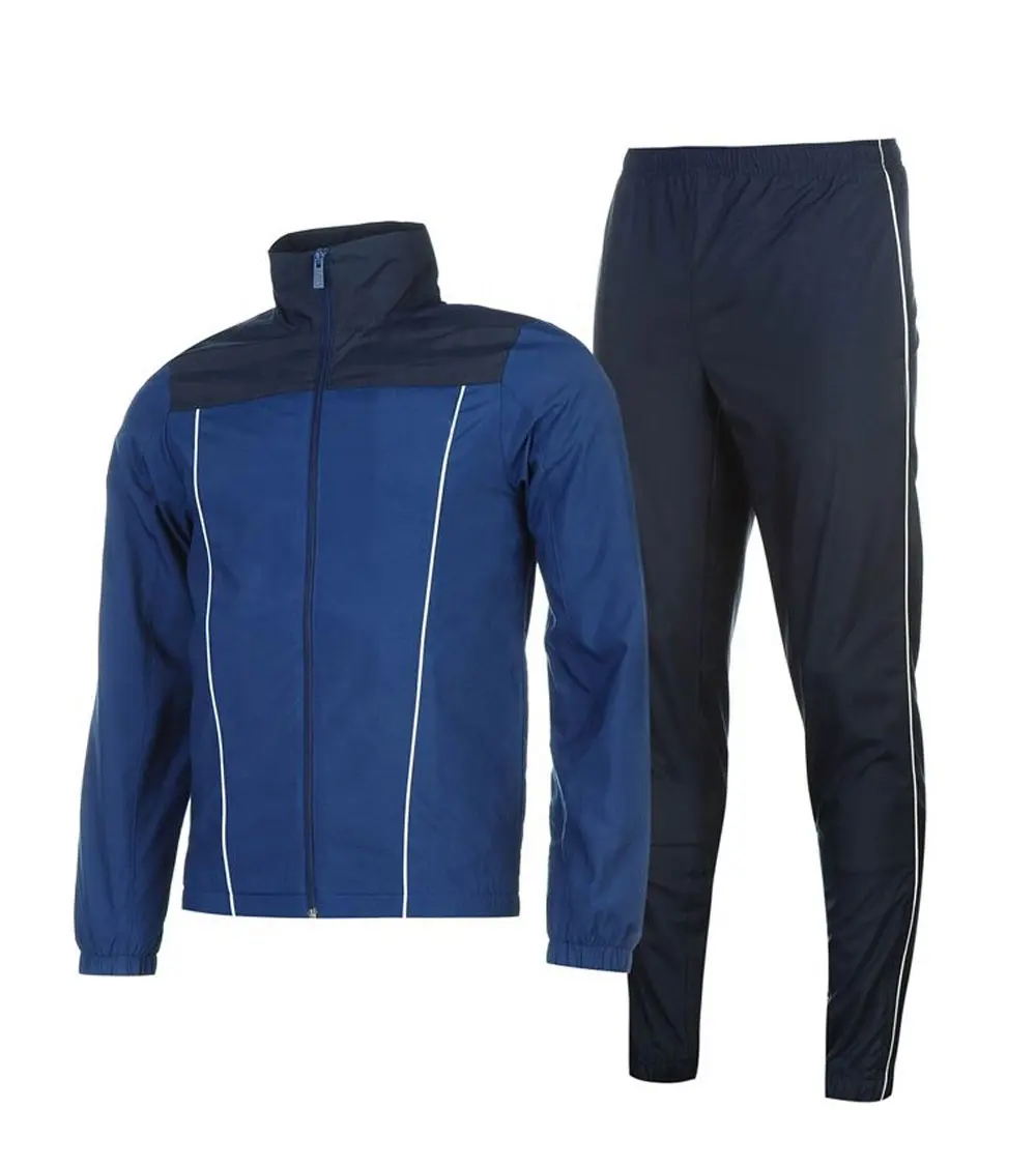 Setelan Olahraga Atletik Pria, Setelan Pakaian Olahraga Lari Ritsleting Penuh Lengan Panjang dan Celana 2 Potong