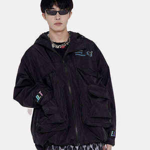 Men's Techwear Tactical Jacket <b>Waterproof</b> Windbreaker Streetwear Cyberpunk Cargo Utility Hooded Coat Hip Hop Urban Outerwear - Product Image 2