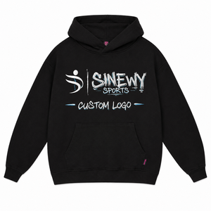 เสื้อฮู้ดผู้ชายสีดำ SINEWY SPORTS แบบปรับแต่งได้ ผ้าฝ้ายเฟรนช์เทอร์รี่ พิมพ์โลโก้ตามสั่ง สวมใส่สบายๆ ในฤดูใบไม้ร่วง - Product Image 1