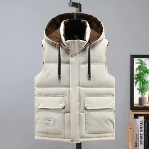 Chaleco Acolchado con Capucha para Hombre, Estilo Cargo, Multibolsillos, Sin Mangas, Capucha Desmontable, Invierno, Venta al por Mayor, OEM, Logotipo Personalizado, B2B - Product Image 5