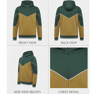 <b>Men's</b> Casual <b>Zip</b> Hoodie 100% Cotton Solid Fleece Long Sleeve Hooded <b>Top</b> Durable Fabric Contemporary Urban Style OEM Production - Product Image 6