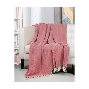 <b>Pink</b> Handloom Twill 60x80in Natural Slub Yarn Winter Antistatic Export India Traditional Craft Quality Living Couch <b>Throw</b> - Product Image 2