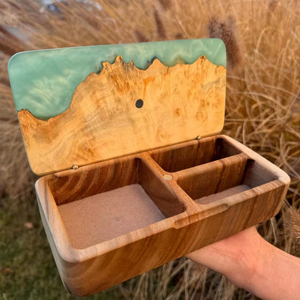 Christmas Gift Handmade Wooden Jewelry <b>Box</b> with Epoxy Resin Inlay, Rustic <b>Keepsake</b> <b>Box</b> for Him or Her - Product Image 1