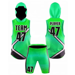 Conjunto de Camiseta sin Mangas con Capucha y Pantalones Cortos Sublimados Personalizados en Verde Lima, con Rayas Diagonales, Uniforme de Baloncesto 7v7, Jugador 47, Precio al por Mayor OEM - Product Image 5