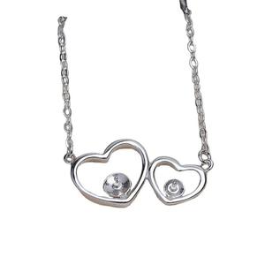 Collier en argent S925 avec double perle et double cœur, avec plateau vide, accessoires de bijoux DIY, 4031 pendentifs et breloques tendance - Product Image 5