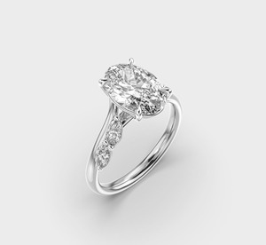 Anillo de Compromiso con Diamante Ovalado, Oro Blanco de 18K, Engaste de Garras, Bañado en Rodio, Regalo de Boda Clásico, Joyería Fina para Mujer - Product Image 4