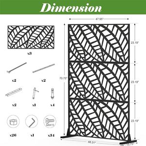 Free-Standing Indoor/Outdoor Metal Privacy <b>Screen</b> Panels <b>Leaf</b> Shaped Decorative Divider for Balcony Patio Garden - Product Image 6