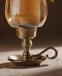 <b>Brass</b> <b>Candlestick</b> Holder with Glass Shade Heat Resistant Home Decoration - Product Image 2