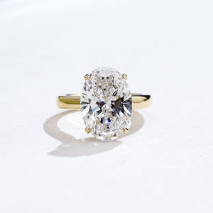 Bague de luxe en or massif 18 carats et platine Pt950 avec diamant de laboratoire taille ovale couleur D, idéale pour cadeau, fête, mariage, anniversaire, fiançailles, bijoux fins unisexes - Product Image 1