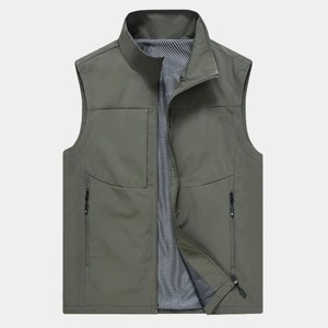 Gilet de travail décontracté unisexe pour le printemps et l'été - Fermeture éclair, respirant, vêtement d'extérieur léger, col montant pour les sports de plein air - Product Image 6