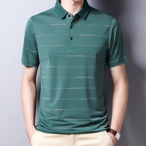 เสื้อโปโลผู้ชาย แขนสั้น ลายทาง ผ้าถัก ทรงปกติ สีชมพู - Product Image 6
