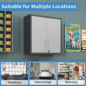 Armadietto per utensili a parete in metallo con porta di chiusura e 1 ripiano di montaggio richiesto per il magazzino o l'ufficio del Garage - Product Image 5