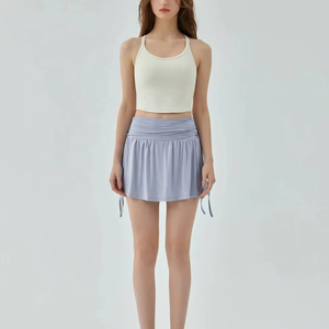 Women's 2026 Solid Tennis <b>Skirts</b> High Waist & <b>Elastic</b> Wideband Design 2in1 Pockets Shorts Sportswear Quick Dry Breathable - Product Image 1