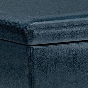 Owen Distressed Dark Blue Storage Ottoman Coffee <b>Table</b> <b>Stool</b> & Ottoman - Product Image 2