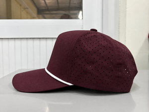 Casquette de baseball à 5 panneaux découpée au laser et perforée, avec logo personnalisé, fabriquée au Vietnam, avec cordon, pour adultes, pour activités de plein air et tenues sportives - Product Image 3