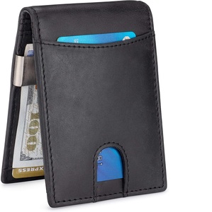 High Quality Short Business Bifold Leather <b>Wallet</b> <b>Metal</b> Clip Custom Logo Low MOQ Multi-Card Capacity Trending Wholesale Option - Product Image 1