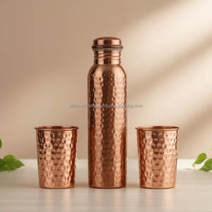 Elegante juego de botellas de agua de cobre con diseño de pavo real, estilo oriental, con beneficios para la salud, ideal para regalos y decoración del hogar. - Product Image 3