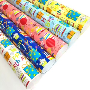 Papel de Regalo de Cumpleaños y Navidad, Rollo de Papel Artístico con Doble Cara Recubierta, Reciclable, para Manualidades y Envoltura de Regalos - Product Image 1