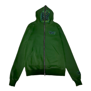 Sweat à capuche zippé intégral personnalisé avec logo brodé en chenille, imprimé, pour homme, style Hip Hop Streetwear décontracté en polaire - Product Image 1