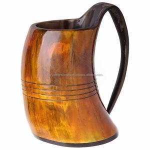 Corne à boire en buffle naturelle, petit mug, chope, mug viking pour le vin, la bière, le café, pour les fêtes - Product Image 1