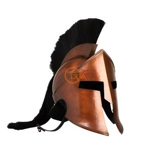 Casque corinthien grec en fer, finition cuivre poli avec plume noire, fait main, pour costume de guerrier médiéval, Noël - Product Image 4
