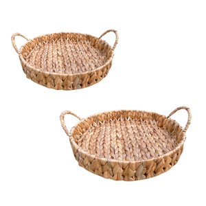 Handcrafted WATER HYACINTH TRAY FRUIT STORAGE BASKET with Handles Multi-Purpose Storage and Serving Tray - Product Image 1