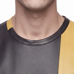 <b>Men</b> V-Neck Leather Tee <b>shirt</b> <b>Men</b> Short Sleeve Leather T <b>Shirt</b> <b>Men</b> Fashion Leather T <b>Shirt</b> <b>Men's</b> Premium Genuine Leather T-<b>Shirts</b> - Product Image 4