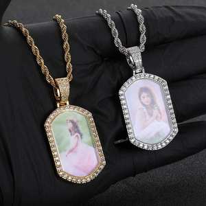 Colgante con Foto Personalizada, Colgante Rectangular con Diamante Cultivado en Laboratorio, Colgante con Imagen Personalizada, Colgante Conmemorativo, Regalo para Niños - Product Image 2