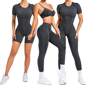Wholesale Fitness Clothes for Gym Ladies Sets 4 Pieces Yoga <b>Jackets</b> <b>Workout</b> Leggings Sports Bras Top Sportswear Set - Product Image 1