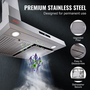 Tappa a parete da 30 pollici canalina per camino in stile stufe da cucina con filtro permanente in acciaio inossidabile Ventola di scarico a 3 velocità 2 - Product Image 3