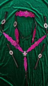 Conjunto de Brida y Pechopetral de Cuero Estilo Western con Diseño de Flecos y Cuentas, Equipo Ecuestre para Montar a Caballo - Product Image 3